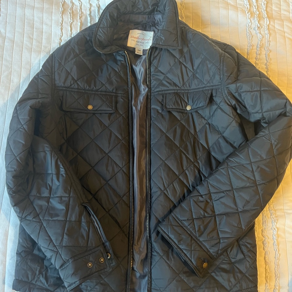 Weatherproof Quilted Zippered Jacket Long Sleeve Black Medium